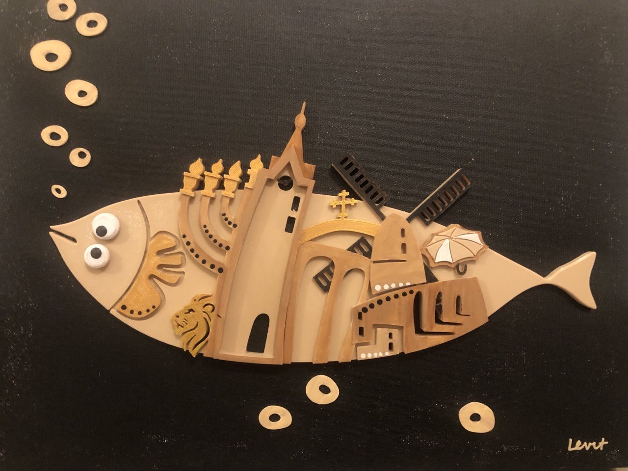 Gefilte Fish — Jerusalem Style — Wall relief by Lena Levit